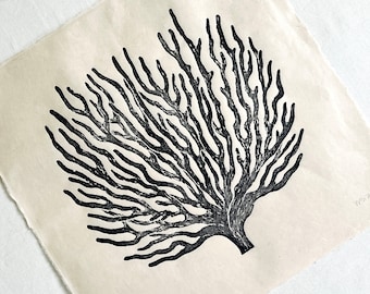 Coral reef - linocut print, art print, linocut