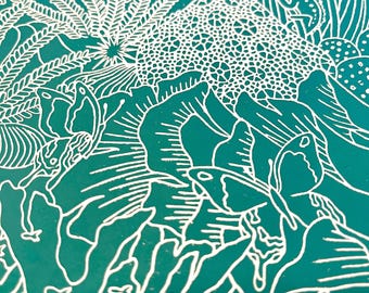Symbiosis - Linocut, Art Print, Linocut