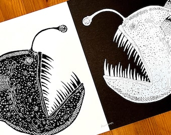 Karma - Linosnede, kunstprint, linosnede