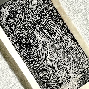 Innerlijk conflict - linosnede, kunstdruk, linosnede