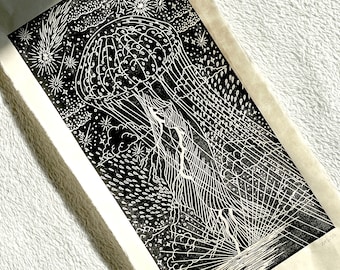 Inner conflict - Linocut print, art print, linocut