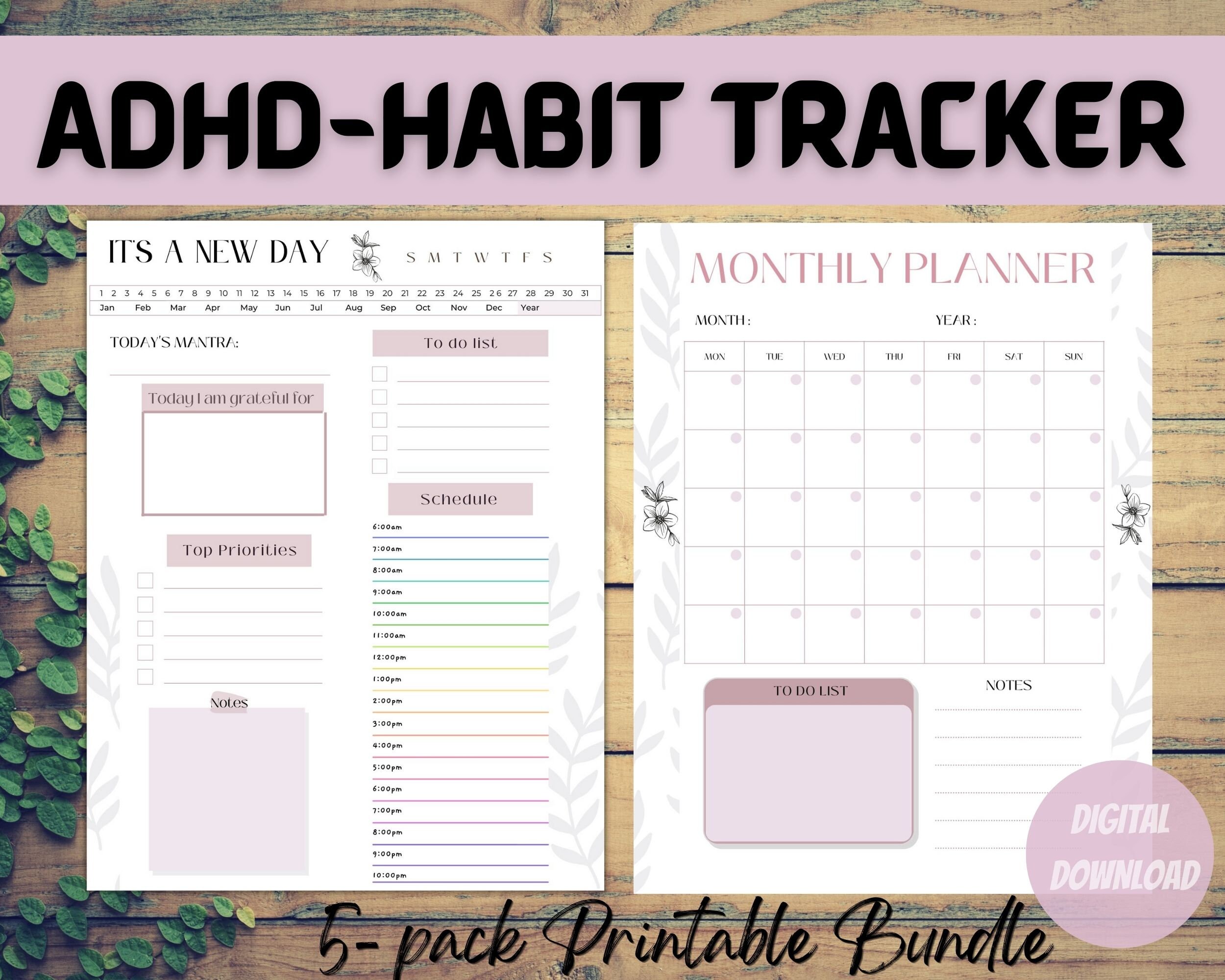 ADHD HABIT TRACKER Undated Printable Planner Goal Planner Etsy ADHD HABIT TRACKER Undated Printable Planner Goal Planner Etsy