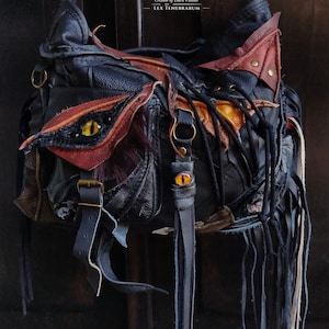Ritual Gothic Leather Hobo Bag: Tribal Horror Artifact, Avant Garde Crossbody Purse