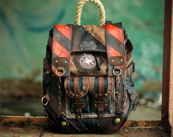 Post-apocalyptic leather backpack