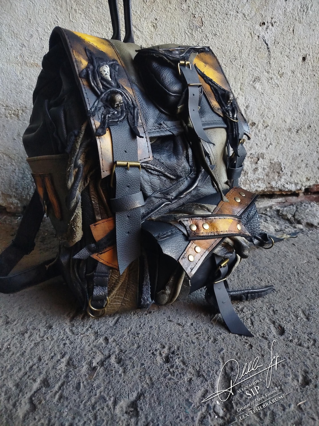 Post Apocalyptic Leather Backpack – Skull, Glass Eye, Dystopian LARP ...