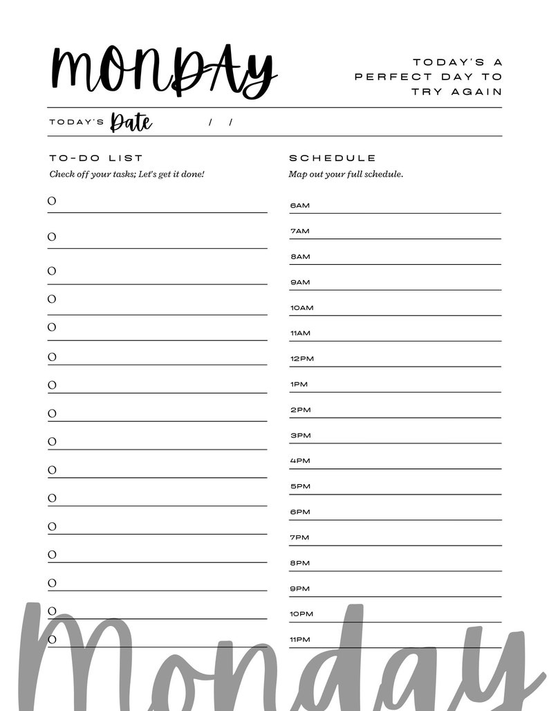 7 Day Planner Printable, Weekly Planner, Daily to Do, Daily Schedule ...