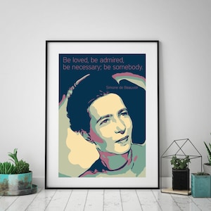 Simone de Beauvoir, Simone de Beauvoir poster, quote poster, pop art, literary poster, christmas gift