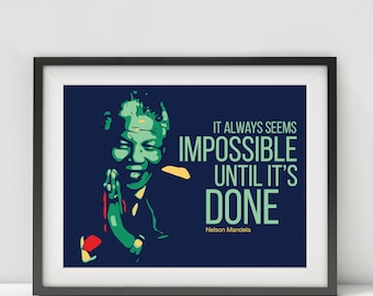 Nelson Mandela, impression Nelson Mandela, affiche Nelson Mandela, citation Nelson Mandela, art Mandela, affiche citation, affiche typographique