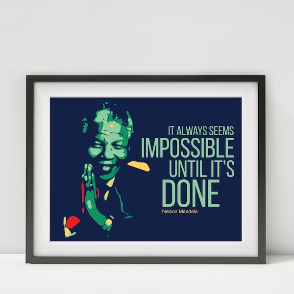 Nelson Mandela, impression Nelson Mandela, affiche Nelson Mandela, citation Nelson Mandela, art Mandela, affiche citation, affiche typographique