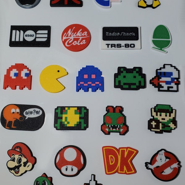 Retro Magnets (Qty of 6, any mix)  Pacman, Frogger, Centipede, Bubble Bobble, Link, Q-bert, Tux, Galaga, Minecraft, Mario, Xbox & many more!