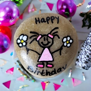 Guardian angel birthday congratulations painted on stone acrylic angel painted handicraft handmade gift lucky charm heart