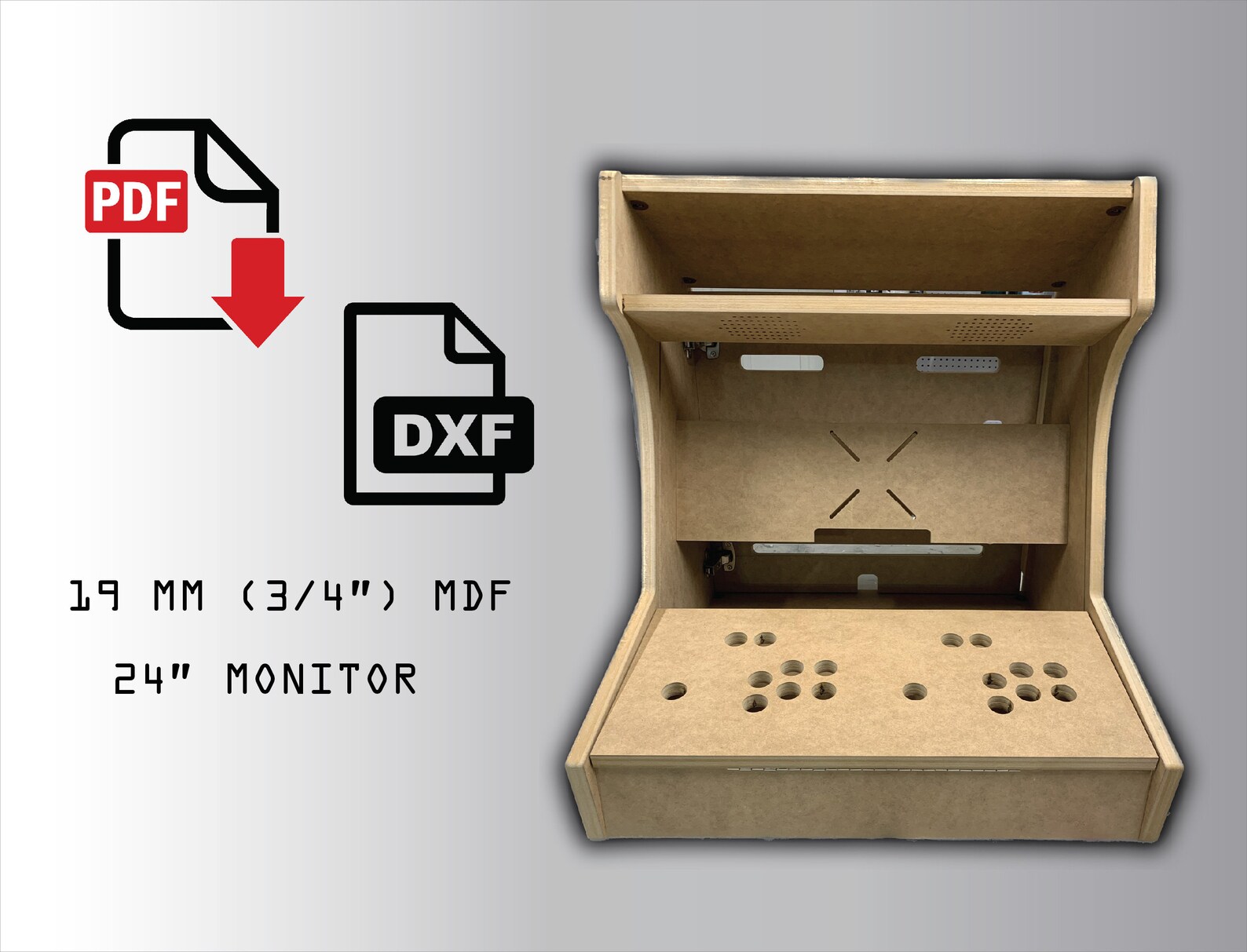 Bartop Arcade Machine Plans for 2 Players- 19mm MDF, 24