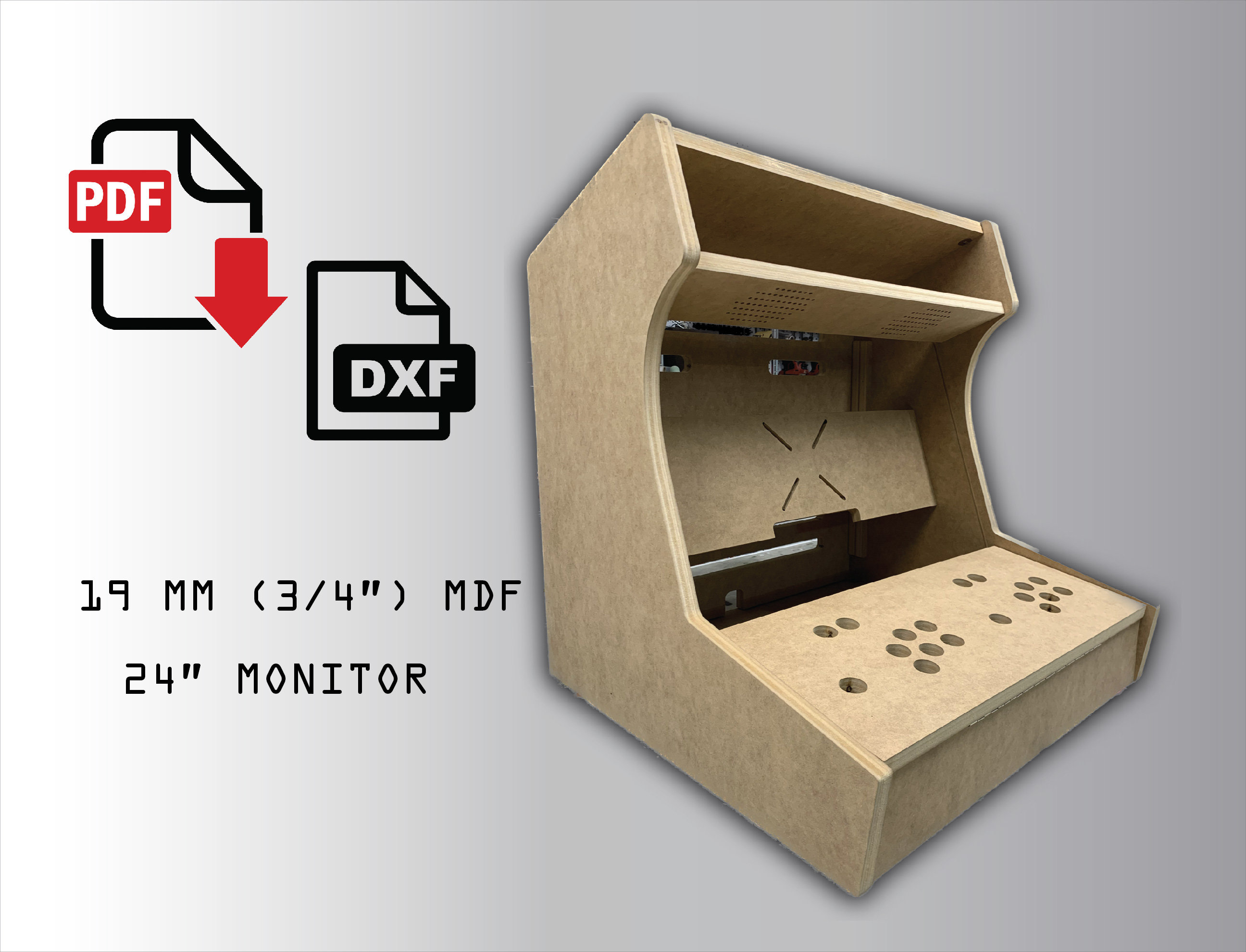 Bartop Arcade Machine Plans for 2 Players- 19mm MDF, 24