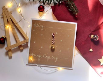 Ensemble de cartes de Noël faites à la main | Carte 3D avec cloche pour clients, entreprises, employés, entreprises, équipes, commandes groupées