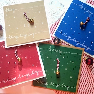 Set Weihnachtskarten handgemacht | 3D-Karte mit Glöckchen für Kunden, Firmen, Mitarbeiter, Unternehmen, Team, Großbestellung, Großauftrag