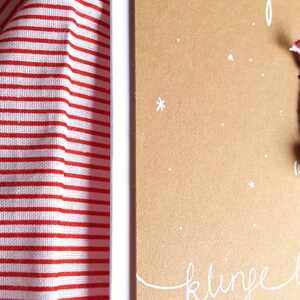 Weihnachtskarte handgemacht 3D-Karte mit Glöckchen, Schneeflocken, Handlettering Glocke in Gold mit Rot Weiß, Kraftpapier, Kupfer Bild 5