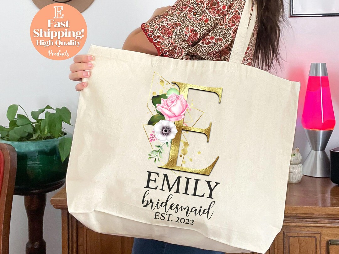 Personalized Bridesmaid Tote Bag, Custom Name Monogram, Wedding Party ...