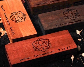 Personalized Groomsman Dnd Dice Box, Dnd Wedding Gift, Monogrammed Best Man Gift Dice Box, Wooden Dice Box, Dice Holder Box