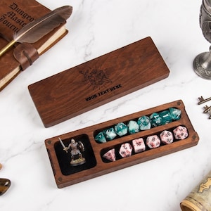 Handmade Wooden DnD Dice Box and Tray – Dragon Dice Box for D20, MTG & Tabletop – Custom Dice Storage Set Box – Wood Dice Holder