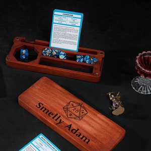 Gepersonaliseerde D&D-dobbelsteendoos, DND-dobbeldoos en opberger, DND-gegraveerde houten dobbelsteendoos, dobbeldoos, houten dobbelsteendoos