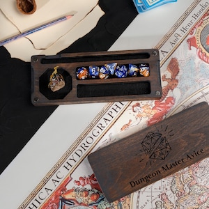 Gepersonaliseerde DnD-dobbelsteendoos, Dobbelsteenlade en opberger, Houten Dobbelsteendoos, Dobbelsteenhouder, Dnd-cadeau