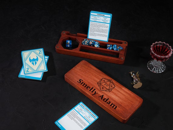 Personalized D&D dice box, Dnd dice box and storage, dnd engraved wood dice box, dice case, wood dice box