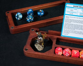 Personalized Wooden DnD Dice Box with Tray, Role Play Game Dice Box, Wooden Dice Box, Dice Holder Box, Personalized Dice Storage