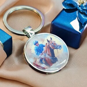 Frankie Dettori Keyring: Godolphin Racing Art Keychain (25mm)