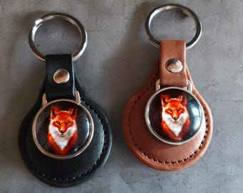 Handmade Cabochon fox keyring