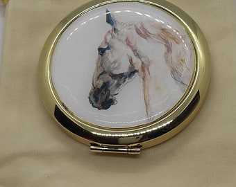 White Horses compact mirror