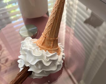Fake Ice Cream | Dropped Ice Cream  | Ice Cream Decor | Ice Cream Cone | Dropped Ice Cream Decor | Quirky Decor | Joke Gift | Gold Decor