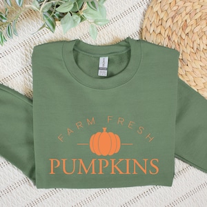 Farm Fresh Pumpkins Sweatshirt, Fall Hoodie, Halloween Crewnecks, Spooky Season Outfits, Simple & Cozy Halloween Crewneck, Pumpkin Patch