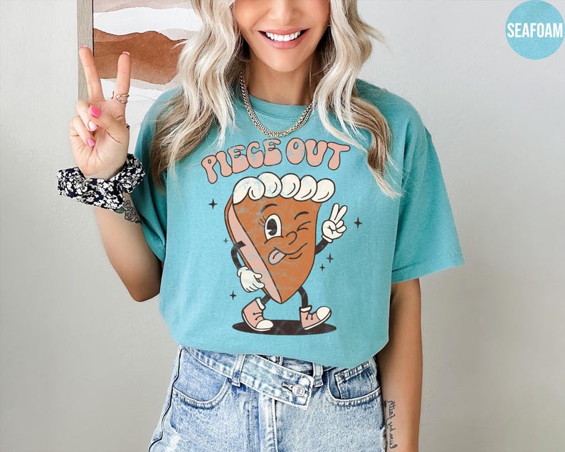 Piece Out Retro Pumpkin Pie Shirt Thanksgiving Shirt Fall Tshirt Women Cute Fall Crewneck Fall Graphic Tee Thankful Comfort Colors Tee image 10