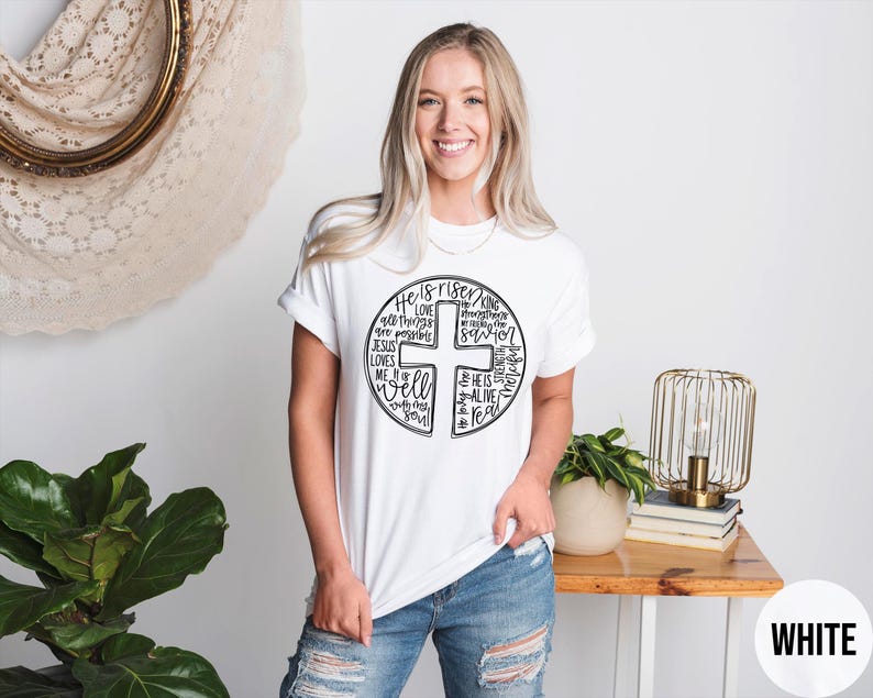 He Is Risen Shirt, Comfort Colors Easter Tshirt, Cross With Words Shirt, Jesus Shirt, Christian Cross Crewneck, Bible Verse Tee, Easter Gift image 6