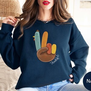 Peace Sign Turkey Retro Thanksgiving Turkey Sweatshirt Hello Thanksgiving Sweatshirt Gift For Thanksgiving Happy Thanksgiving Sweater image 10