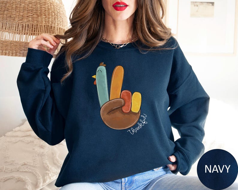 Peace Sign Turkey Retro Thanksgiving Turkey Sweatshirt Hello Thanksgiving Sweatshirt Gift For Thanksgiving Happy Thanksgiving Sweater image 10