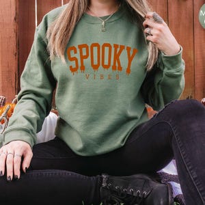 Spooky Vibes Sweatshirt, Spooky Halloween Sweater, Halloween Sweatshirt, Halloween Hoodie, Spooky Season Crewneck image 2