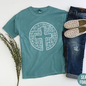 He Is Risen Shirt, Comfort Colors Easter Tshirt, Cross With Words Shirt, Jesus Shirt, Christian Cross Crewneck, Bible Verse Tee, Easter Gift image 5