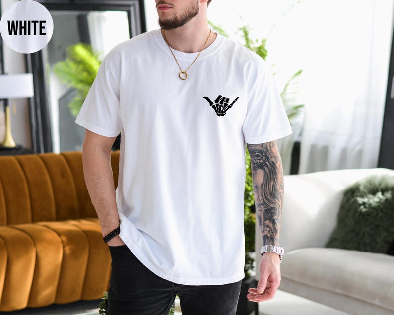 Hang Loose Shirt, Skeleton Hand Shirt , Skeleton hang Loose Shirt, Skeleton Shaka Shirt, Halloween Tshirt, Comfort Colors, Crewneck image 2