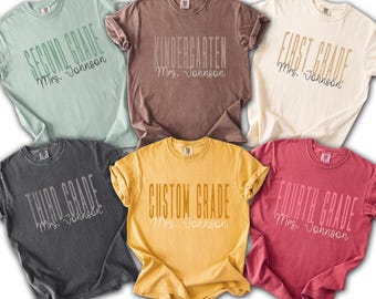 Custom Teacher Shirt, Comfort Colors Back to School Shirt, 2nd Grade Teacher Tshirt, First Grade Teacher Name Shirt, Teacher Team TShirt