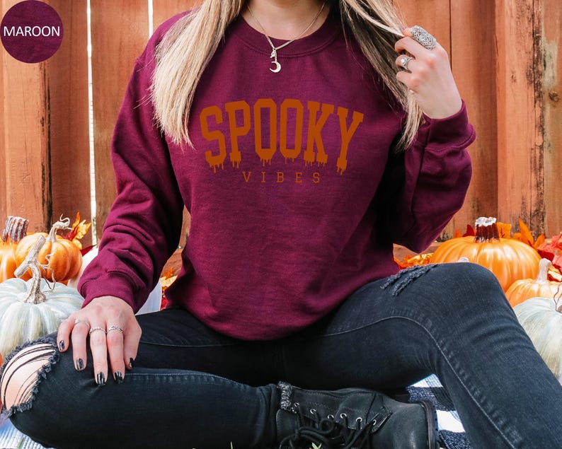 Spooky Vibes Sweatshirt, Spooky Halloween Sweater, Halloween Sweatshirt, Halloween Hoodie, Spooky Season Crewneck image 7