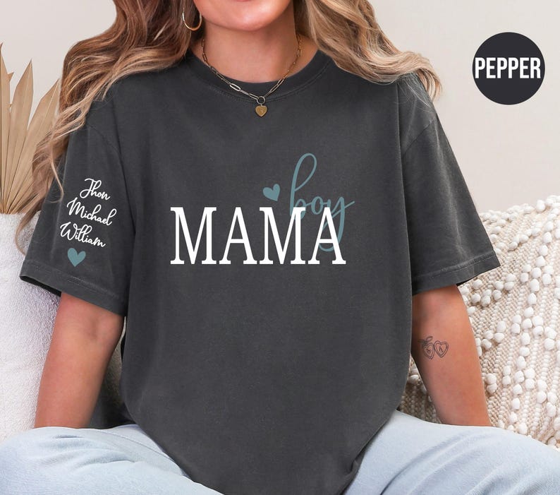 Personalized Boy Mama Shirt With Kid Names,Comfort Colors, Custom Mama Tshirt, Personalized Mom Shirt, Mothers Day Gift, Mom Birthday Gift