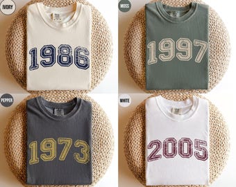 Retro Custom Year Shirt,Retro Birth Date Tshirt,Comfort Colors,Personalized Birthday Crewneck,College Birth Year Tee,50th Birthday Gift