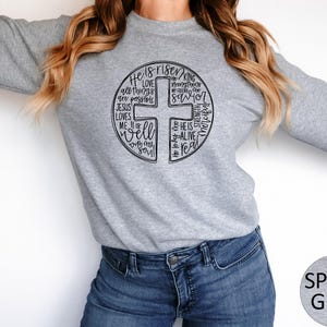 He Is Risen Sweatshirt, Easter Sweatshirt, Cross With Words Sweater, Jesus Lover Hoodie, Christian Cross Bible Verse Crewneck Sweatshirt image 10
