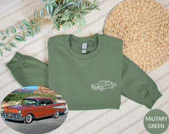 Custom Car Outline Sweatshirt, Car Line Art Hoodie, Personalized Dad Gift, Custom Sweatshirt, Gift for Him