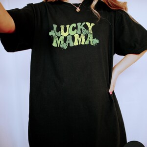 Lucky Mama Shirt, Comfort Colors Saint Patricks Tshirt, St Patricks Tee, Saint Patricks Day Gift for Mom, Shamrock Shirt, Irish Mom Crewneck image 2