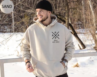 Personalized Dad Hoodie with Custom Name and Birth Year Fathers Day Gifts for Dad Best Dad Gift Personalized Dad Sweatshirt Papa Crewneck