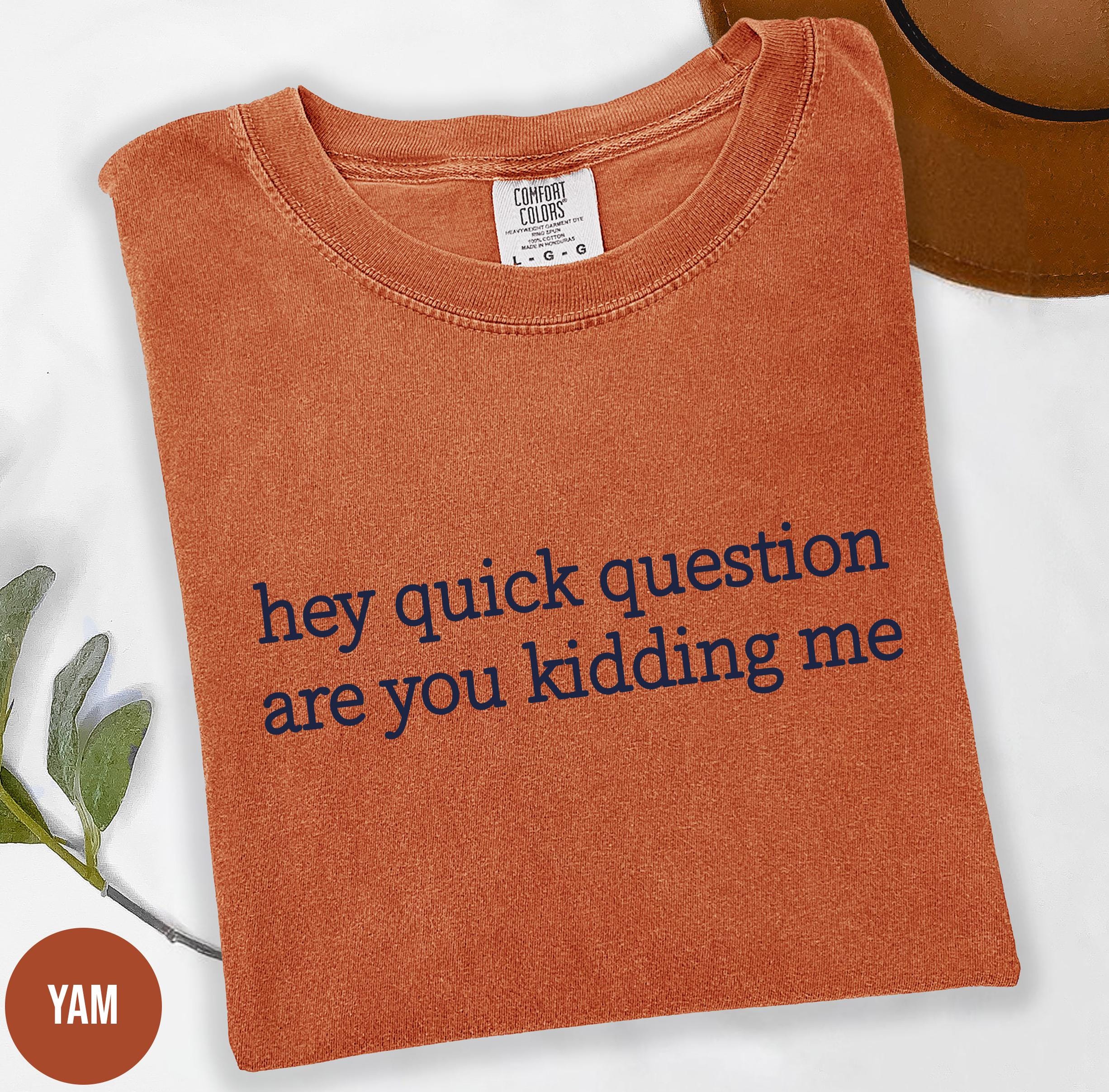 Comfort Colors® Hey Quick Question Are You Kidding Me Shirt,  Sarcastic Tshirt,  Funny Humor Shirt, Funny Meme Shirt, Mental Health Shirt