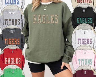 Custom School Mascot Sweatshirt, Personalized School Spirit Shirts, Team Sweatshirt, School Spirit Wear, Game Day Sweatshirt