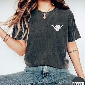 Hang Loose Shirt, Skeleton Hand Shirt , Skeleton hang Loose Shirt, Skeleton Shaka Shirt, Halloween Tshirt, Comfort Colors, Crewneck image 1